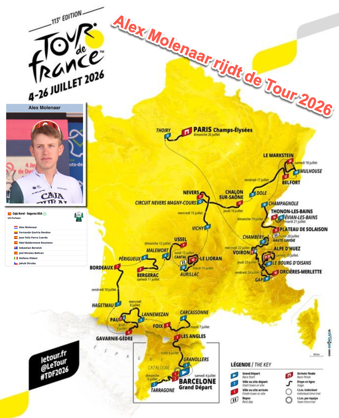 Alex Molenaar rijdt de Tour 2026